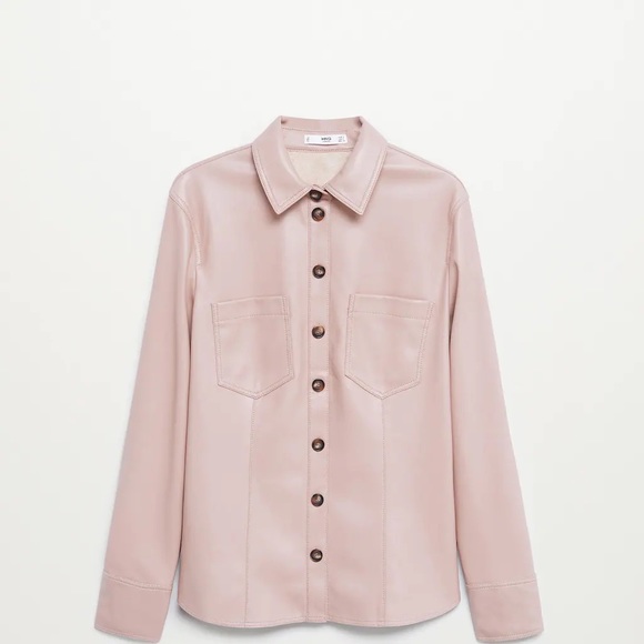 MANGO Blush Faux Leather Button Down Shirt. SZ SMALL. Pristine, With Tags. - Picture 9 of 9